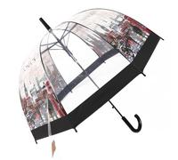 ThreeH Stick Umbrella Windprood Dome Umbrella with British Street View Clear Umbrella for Walking Safety Auto Open Design Easy to Use