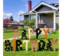 Threehoney 13 Pcs Magical Wizard Happy Birthday Letter Yard Signs with Stakes, 16" Outdoors Wizard Happy Birthday Theme Party Supplies Decorations for Outdoor Yard Lawn