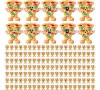 Threehoney 150 Pcs Mini Pizza Figurines Small Pizza Party Favors of Five Expressions Tiny Foods Figurines for Birthday Goodie Bag Fillers Table Cake Mini Kitchen Dollhouse Decoration