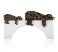 Threehoney 2 Pcs Brown Wooden Bear Door Topper Decor Adorable Bear Shape Art Door Hinge Topper Sleeping Shape Nursery Decor Statue Forest Animal Corner for Birthday Party Home Office Bedroom Aesthetic