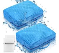 Threehoney 2 Pcs Hot Tub Booster Seat Weighted Spa Bathtub Booster Seat with Micro Dot Quick Dry Non Slip Bottom Portable Seat Cushion with 4D Air Mesh Cover Tub Accessories for Indoor Outdoor (Blue)