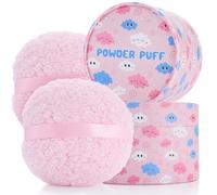 Threehoney 2 Set Large Comfort Powder Puff 6 x 3 Powder Puff for Body Oversize Powder Applicator with 2 Pcs Storage Container, Compatible with Women