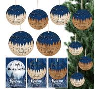 Threehoney 24 Pcs Team Christmas Ornaments Our Team Sleighs Coworker Christmas Employee Appreciation Gifts Rustic Wooden Hanging Ornament for Xmas Tree Thank You Card for Coworker Staff Teamwork