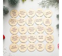 Threehoney 25 Pcs Christmas Countdown Tokens Set Wooden Xmas Advent Tokens Advent Calendar Fillers Cute Decorative Countdown to Christmas Coins for Kids Holiday Activities Family Friend Gifts (Simple)