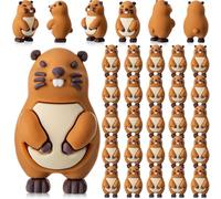 Threehoney 25 Pcs Mini Groundhog Figurines Groundhog Day Decor Tiny Marmot Figures Small Animal Model Statues for Party Gifts Micro Landscape Garden Plant Pots Desktop Decoration Hide and Seek Props