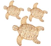 Threehoney 3 Pcs Sea Turtle Beach Theme Decor 3 Size Handmade Wicker Turtle Wall Decor Sea Life Hanging Wall Art Coastal Nautical Sculpture Table Decoration for Boho Bathroom Indoor Outdoor Ornament