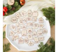 Threehoney 30 Pcs Christmas Advent Countdown Wooden Tokens Set Diverse Advent Calendar Countdown Activity Gifts for Family Friends Christmas to Do List and Bucket List Activities