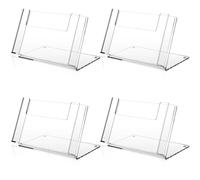 Threehoney 4 Pack Postcard Acrylic Brochure Holder Organizer 4 x 6 Inch Flyer Display Stand Clear Greeting Card Display Magazine Holder for Card Organizer Desk Table Home Office School Menu