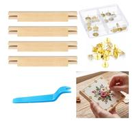 Threehoney 4 Pcs Needlepoint Stretcher Bars for 5" Needlework Embroidery Stitch Frame 20 Thumbtacks 1 Remover for Embroidery Stitch Frame Set Bundle Painting Artists Canvas Regular Support