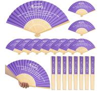 Threehoney 50 Pack Funeral Favors for Guests in Loving Memory Handheld Fans Paper Folding Hand Fan Bulk Funeral Gifts for Services Condolence Sympathy Accessories (Purple)