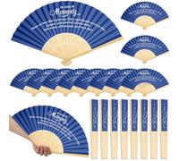 Threehoney 50 Pack Funeral Favors for Guests in Loving Memory Handheld Fans Paper Folding Hand Fan Bulk Funeral Gifts for Services Condolence Sympathy Accessories (Blue)