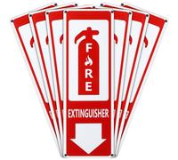 Threehoney 6 Pcs 4x12 Inch Fire Extinguisher Signs with Screw, Reflective Rustproof Aluminum Safety Signs for Home, Business, UV Weather Water Resistant for Indoor & Outdoor Use