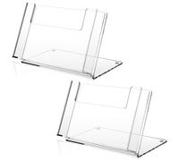 Threehoney 6 Pcs Postcard Acrylic Brochure Holder Organizer 4 x 6 Inch Flyer Display Stand Clear Greeting Card Display Magazine Holder for Card Organizer Desk Table Home Office Menu