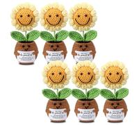 Threehoney 6 Pcs Thank You Gifts Employee Appreciation Gifts Bulk for Women May You Be Proud The Work Emotional Handmade Sunflower Crochet with Positive Card for Team Coworker Teacher Nurse