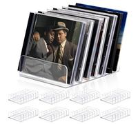 Threehoney 8 Pack Clear Acrylic CD Holder, DVD/CD Storage Box Record Display Rack Organizers Holds up to 14 Standard DVD Cases for Media Shelf Storage and Organization