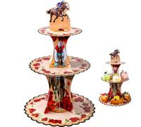 Threehoney Derby Day Thick Cardboard Cupcake Stand Racing Party Supplies Horse Racing 3 Tier Dessert Tower Run for The Roses Table Decorations for Equestrian Horse Theme Party Supplies