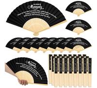 Threehoney Funeral Favors for Guests Black Paper Fans Handheld Black Hand Fan in Loving Memory Bamboo Folding Fan Funeral Gifts for Funeral Services Condolence Sympathy Gift (50 Pack)