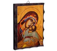 Threehoney Greek Christian Orthodox Icon Virgin Mary Image Hanging Painting Handmade Solid Wood Decorative Painting for Home and Church Decoration 6.3 x 4.7 in