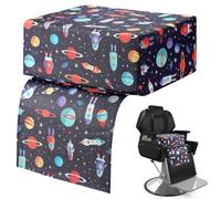 Threehoney Salon Booster Seat Children Leather Barber Chair Seat Cushion Styling Chair for Kids Child Hair Cutting Beauty Spa Barber Equipment (Navy Blue,Planet)