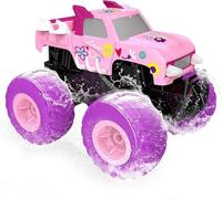 Threeking 1:16 Pink RC Monster Truck Toys Amphibious Remote Control Car Waterproof Pickup 4WD All-Terrain Toy Gift for Girls Ages 6 7 8 9 10 11 12 Durable Off-Road Fun for Indoor & Outdoor Play
