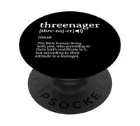 Threenager Noun Parenting 3 Year Old Kid PopSockets Adhesive PopGrip
