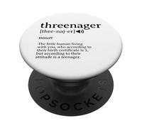 Threenager Noun Parenting 3 Year Old Kid PopSockets Adhesive PopGrip