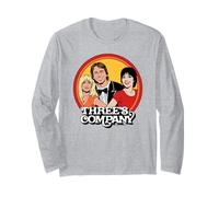 Three's Company Roommates Comic Book Illustration Retro Long Sleeve T-Shirt