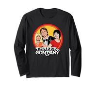 Three's Company Roommates Comic Book Illustration Retro Long Sleeve T-Shirt