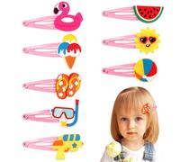 Threetols 16PCS Summer Hair Clips for Girls,Cute Hair Barrettes Pins Women Cartoon Pink Tropic Flamingo Watermelon Ice Cream Hair Pins Summer Cartoon Snap Hair Clips for Kids Teens