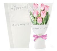 Threetols 20pcs Flower Bags for Bouquets, Kraft Flower Wrapping Bags Paper Floral Packing Sleeves Bouquet Bag for Birthday Wedding Mother's Day Father's Day Graduation Gift Florist Wrap Supply(White)