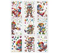 Threetols 9 Sheets Circus Carnival Window Clings, Clown Amusement Park Double-Sided Window Decals Reusable Static Colorful Ballons Star Stickers for Glass Door Home Decor Birthday Party Supplies
