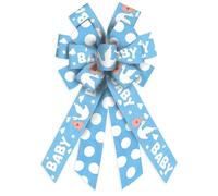 Threetols Baby Shower Wreath Bows, Blue Dot Bows for Wreath Baby Shower Blue Decorative Bows for Front Welcome Home Shower Ornaments Hanging Wreath Bow for Indoor Outdoor Decor