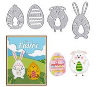 Threetols Metal Easter Die Cuts Egg Bunny Embossing Stencil Cutting Dies for Card Making Scrapbooking Paper Craft Album Stamps DIY Easter Décor