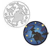 Threetols Metal Halloween Witch Cutting Dies, Witch Background Die Cuts Stencils Bat Star Cat Metal Dies for Card Making Paper Crafting Scrapbooking and DIY Craft Album Paper Card Halloween Decor