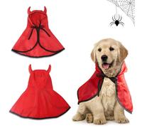 Threetols Pet Vampire Cloak Cape Costume Clothes, Adjustable Red Black Pets Devil Accessories Outfit Decor Cowl for Small Cats Dogs Animals Halloween Party Pets Cosplay