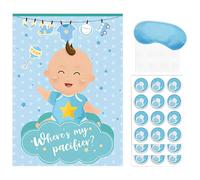 Threetols Pin The Pacifier on The Baby - Fun Baby Shower Game for Parties, Blue Interactive Game for Expecting Parents, Perfect for Blindfold Celebrations and Gender Reveal Parties