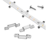 Threetwofour 100 Pack Strip Light Mounting Brackets,led Strip Light Holder,led Strip Light clamp,Double Side Fixing,202 Screws Included,Use for 12mm Width IP67/68 Silicone Tube led Strip Light