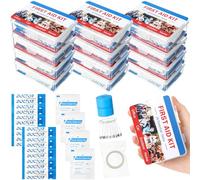 Threlaco 12 Piece Mini Portable First Aid Kit Travel Kit Durable Case for Convenience First Aid Kit 12 Boxes of 26 Pieces for Small Cuts Scratches Hiking Car