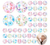 Threlaco 48 Pcs G Tube Button Covers Tube Holder Feeding Tube Abdominal Reusable Accessories Peg Tube Soft Absorbent Breast Feeding Pads Breastfeeding Support Nursing Care Stay Dry (Floral)