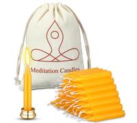 Threlaco 52 Pcs 30 Minute Mindful Meditation Candle Bulk Mini Taper Candles Ritual for Meditation with Brass Taper Holder Canvas Bag Prayer Gift for Yoga Relaxation