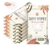 Threlaco 7 Pack Camping Dish Wipes Travel Dish Soap Cruise Cleaning Essentials 140 Count Mini Cleaning Soap Travel Size Portable Camping Personal Care Products