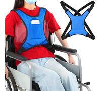 Threlaco Wheelchair Seat Belt for Adults Wheelchair Chest Harness Safety Strap Seatbelt for Elderly and Disabled Torso Support Vest Restraint Adjustable Straps Prevent Sliding (Blue)