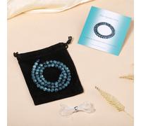 THRELE Stone Beads, 60pcs Blue Apatite, 6mm Beads for Jewelry Making, Bracelets, with Gift Bag, Elastic String & Size Card