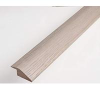 Threshold Door Strip Solid Oak R Section 20mm Ramp Reducer Trim 90cm for Wood & Laminate Flooring Light Grey Oak