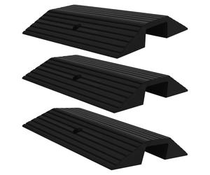 Threshold Ramp Black Rubber 49x40x8 cm NonSlip Heavy Duty 3pc 5 Ton Max Portable