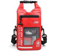 THRIAID 208 PCS Waterproof First Aid Kit, Roll Top Reflective Boat Dry Bag Bug Out Bag, Emergency Medical Kit Ideal for Boating, Camping, Fishing, Kayaking, Floating, Red