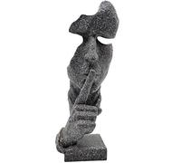ThriBartLive Thinker Statue Keep-Silence Office Décor - Silence is Gold Abstract Sculpture Keep Silent Men Figurine Creative Face Sculpture(Stone)
