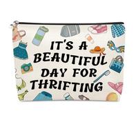 Thrift Lover Gift Makeup Bag Thrift Store Lover Gifts Retro Shopper Present Thrifting Day Gift for Mum Grandma Friends Sister Thrifting Cosmetic Bag Friendship Gifts for Retirement Christmas Birthday
