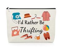 Thrift Lover Makeup Bag Thrift Shopping Gifts for Thrifter Thrifting Mom Grandma Thrifting Themed Cosmetic Bag for Woman Thrifter Thank You Christmas Birthday Present for Women Travel Zipper Pouch