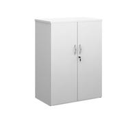 Thrifty Next-Day Double Door Office Cupboards White, 2 Shelf - 80wx47dx109h (cm), Express Delivery